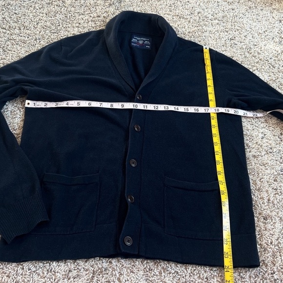 American Eagle Solid Blue Men’s V Neck Cotton Cardigan Sweater Knit Button Down - Picture 4 of 6